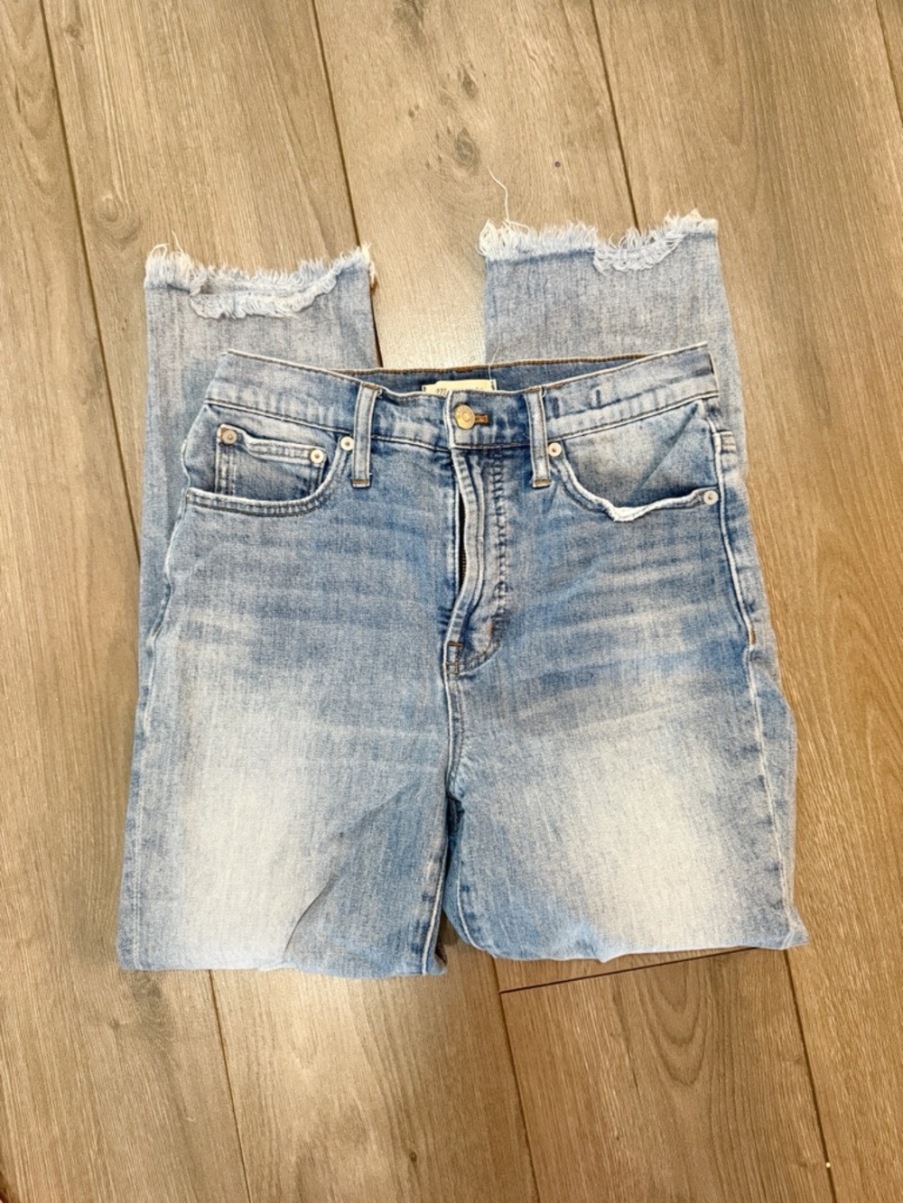 Madewell Light Blue High-Rise Cropped Frayed-Hem Jeans